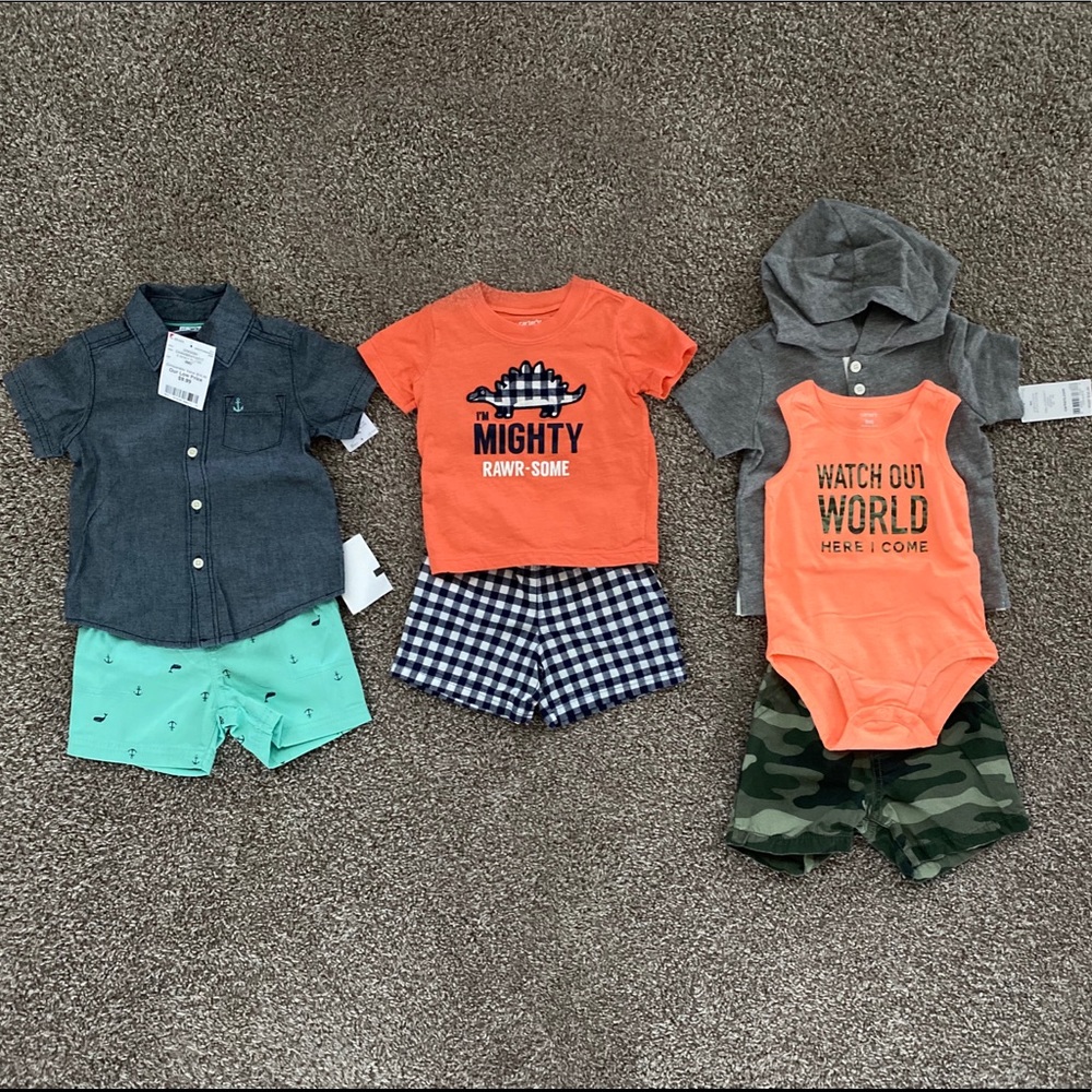 NWT- Lot of 3 baby boy summer outfits